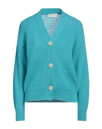 Filippo De Laurentiis Woman Cardigan Turquoise Size M Mohair Wool, Polyamide, Wool In Blue