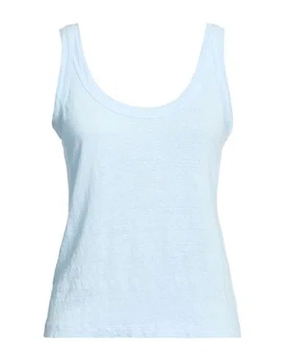 Filippo De Laurentiis Woman Tank Top Sky Blue Size M Linen, Elastane