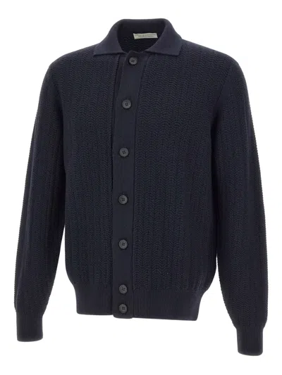Filippo De Laurentiis Wool Button-down Cardigan In Blue