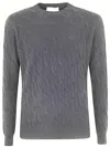 Filippo De Laurentiis Wool Cashmere Long Sleeves Crew Neck Sweater With Braid