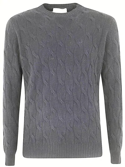 Filippo De Laurentiis Wool Cashmere Long Sleeves Crew Neck Sweater With Braid In Gray
