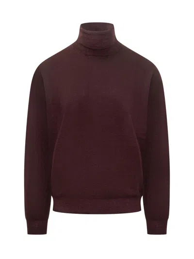 Filippo De Laurentiis Wool Dolcevita Sweater In Bordeaux