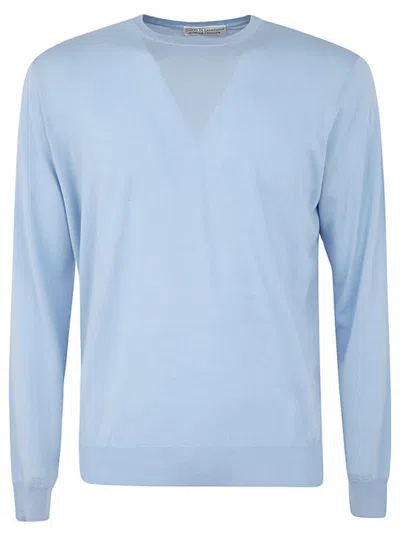 Filippo De Laurentiis Wool Silk Cashmere Long Sleeves Crew Neck Sweater In Blue