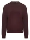 Filippo De Laurentiis Bordeaux Wool Crew Neck Sweater In Burgundy