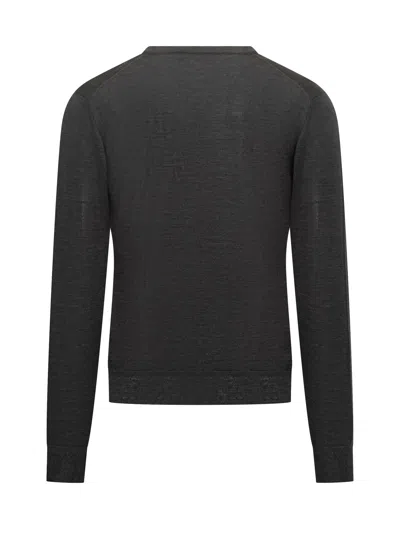 Filippo De Laurentiis Wool V-neck Knit Sweater In Antracite
