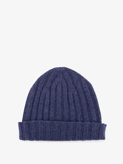 Filippo De Laurentis Cashmere Beanie Hat In Blue