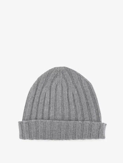 Filippo De Laurentis Cashmere Beanie Hat In Gray
