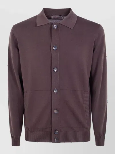 Filippo De Laurentis Cotton Long-sleeve Cardigan In Purple