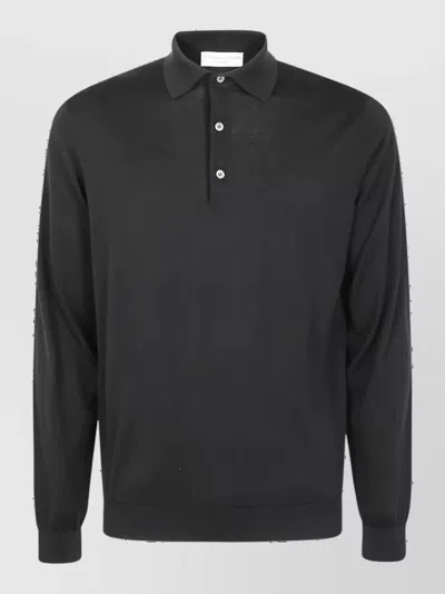 Filippo De Laurentis Long-sleeve Polo Shirt In Black