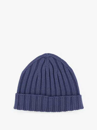 Filippo De Laurentis Merino Wool Beanie Hat In Blue