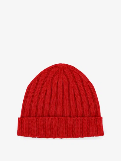 Filippo De Laurentis Merino Wool Beanie Hat In Red