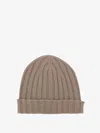 Filippo De Laurentis Merino Wool Beanie Hat In Brown