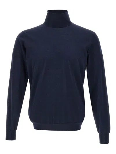 Filippo De Laurentis Merino Wool Turtleneck In Blue