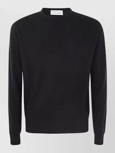 Filippo De Laurentis Silk Cashmere Virgin Wool Long-sleeve Crew-neck Jumper In Black