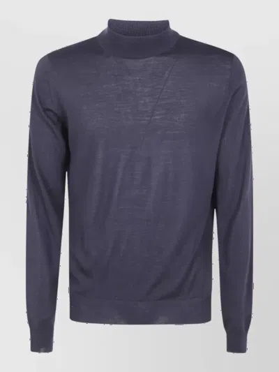Filippo De Laurentis Virgin Wool Mock Turtleneck Sweater In Blue