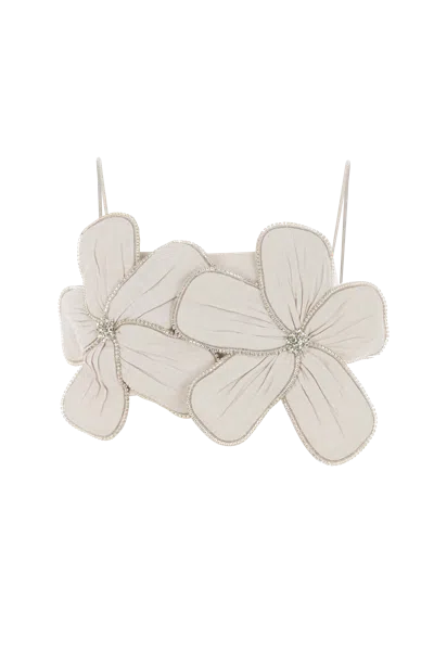 F.ilkk Rhinestone Flower Top In White