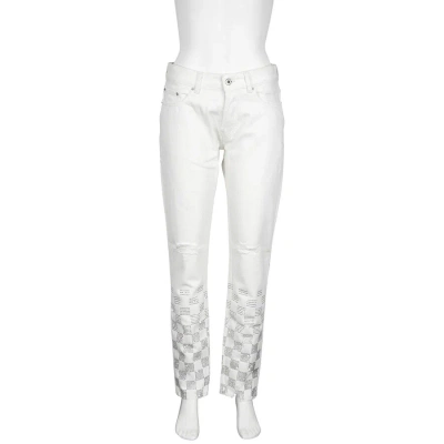 Filles À Papa Filles A Papa Embellish Crystal Checkerboard Pants In Off White