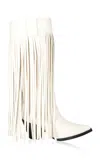 Filles À Papa Exclusive Janis Fringed Leather High Western Boots In White