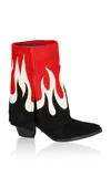 Filles À Papa Fire Fold Over Leather Low Western Boots In Red