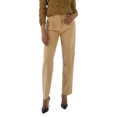 Filles À Papa Ladies Camel High Waist Tailored Pants In Brown