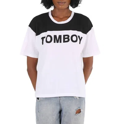 Filles À Papa Ladies Jersey T-shirt With Tomboy Print In White