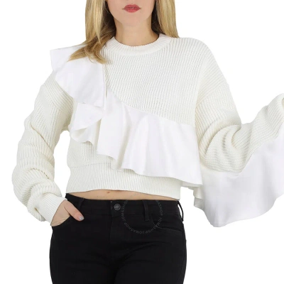 Filles À Papa Filles A Papa Ladies Knit Tops White Sweater With Ruffle