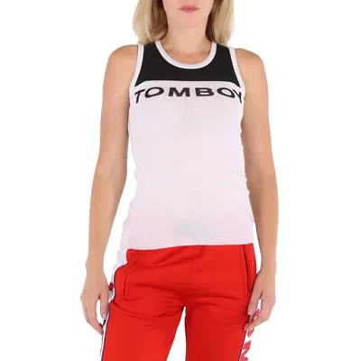 FILLES À PAPA LADIES WHITE, BLACK JERSEY RIBBED TANK TOP