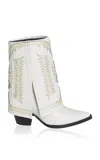 Filles À Papa Texas Fold Over Leather Low Western Boots In White