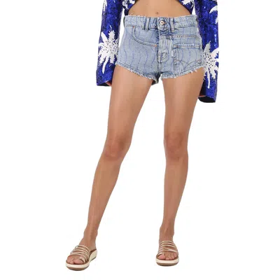 FILLES À PAPA TWISTED DENIM SHORTS IN OCEAN BLUE