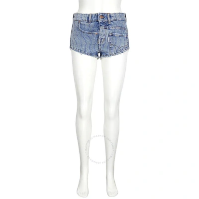 Filles À Papa Filles A Papa Twisted Denim Shorts In Ocean Blue