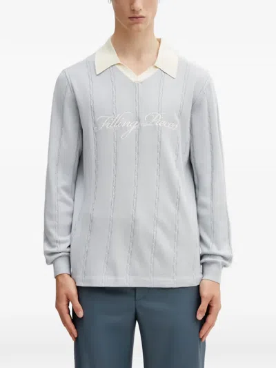 Filling Pieces Cable-knit Embroidered Sweateshirt In Blue