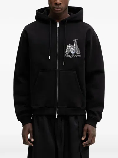 Filling Pieces Chrome Fruit Graphic-print Zip-up Hoodie In Black
