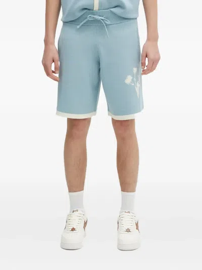 Filling Pieces Embroidered-flowers Shorts In Blue