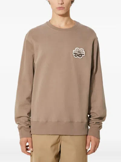 Filling Pieces Embroidered-patch Cotton Sweatshirt In Brown