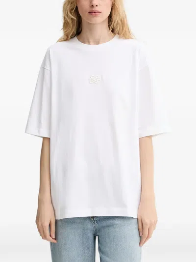 Filling Pieces Embroidered-logo T-shirt In White