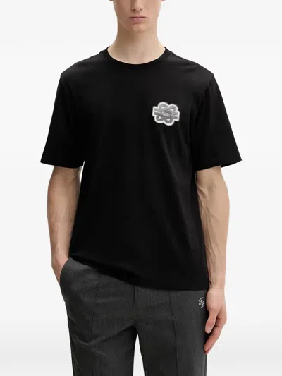 Filling Pieces Gowtu Logo-patch Crew-neck T-shirt In Black
