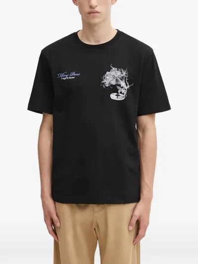 Filling Pieces Graphic-print Logo-print T-shirt In Black