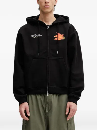 Filling Pieces Graphic-print Zip-up Hoodie In Black