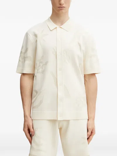 Filling Pieces Intarsia-knit Short-sleeve Shirt In Neutral