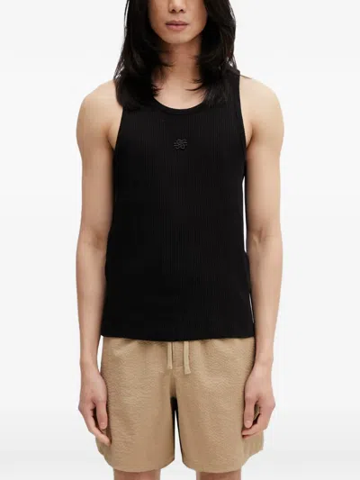 Filling Pieces Logo-embroidered Ribbed Vest In Black