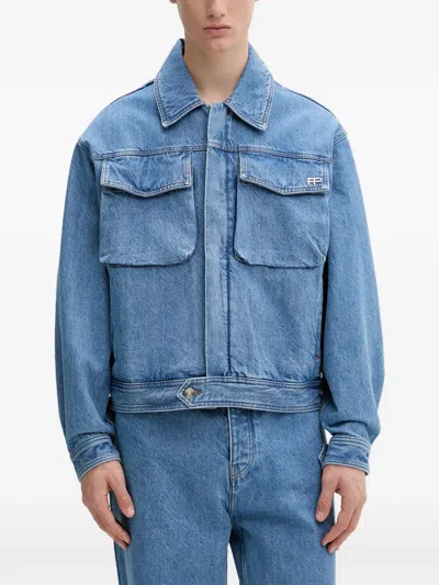 Filling Pieces Logo-plaque Flap-pocket Denim Jacket In Blue