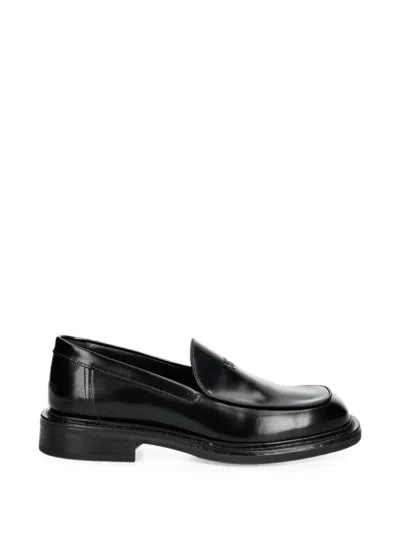 Filling Pieces Logo-plaque Square-toe Loafers In Black