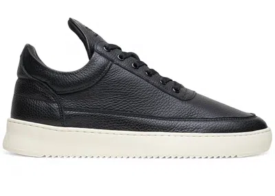 Pre-owned Filling Pieces Men's  Low Top Grain Leather Sneakers In Black