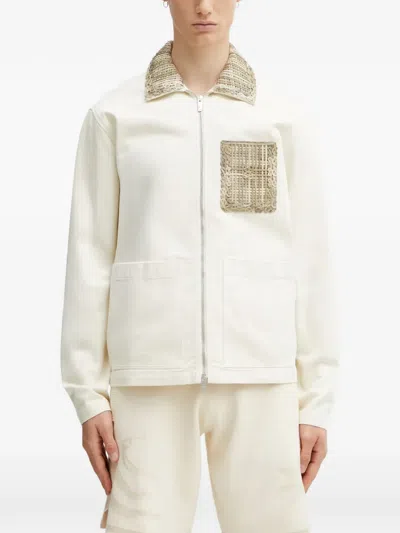 Filling Pieces Panier Woven-detail Zip-up Jacket In Neutral