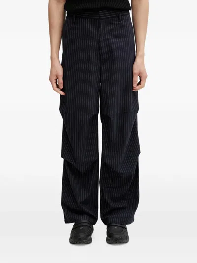 Filling Pieces Pinstripe-pattern Pleated Wide-leg Pants In Blue