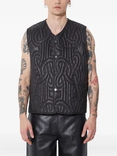 Filling Pieces Quilted Knot-pattern Vest In Black