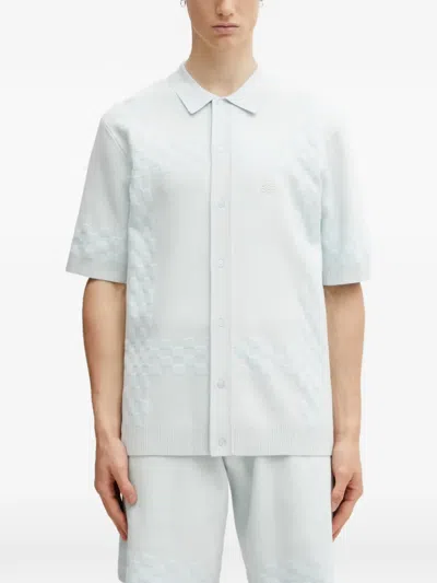 Filling Pieces Resort Checkered-knit Short-sleeve Shirt In Blue