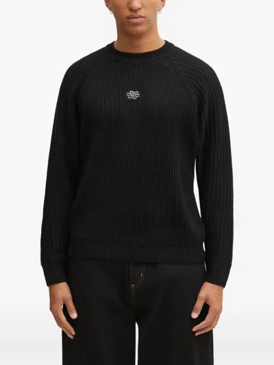 Filling Pieces Ribbed Embroidered Sweater In Black