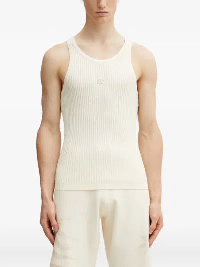 Filling Pieces Ribbed Logo-embroidered Tank Top In Neutral
