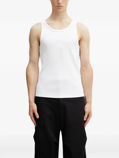 Filling Pieces Ribbed-knit Logo-embroidered Vest In White